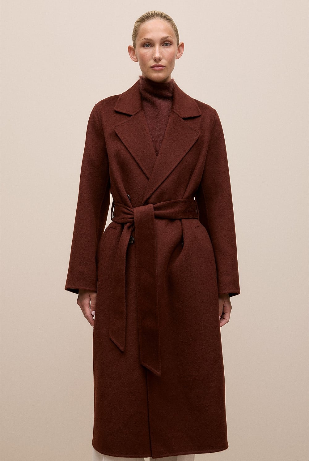 Brushed Wool Double Breasted Coat