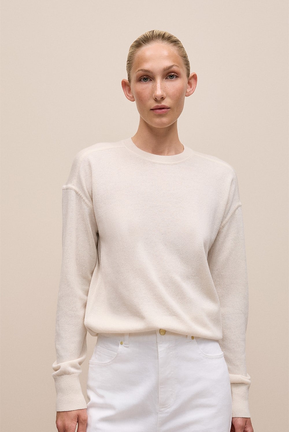 Merino Cashmere Forward Shoulder Seam Crew