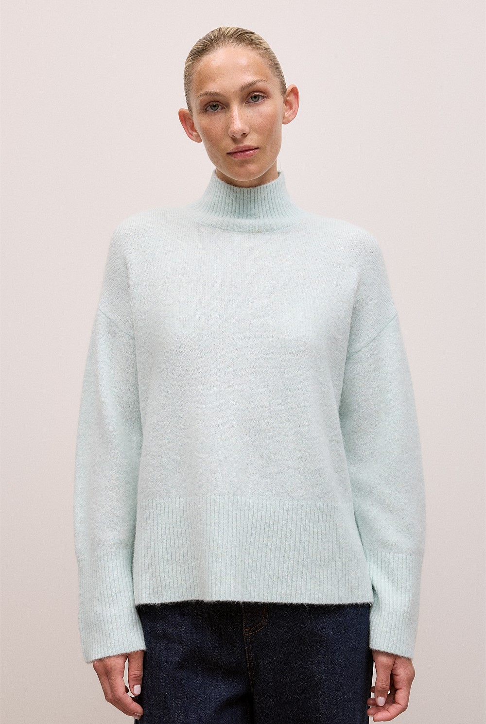 Alpaca Merino Blend Relaxed Mock Neck