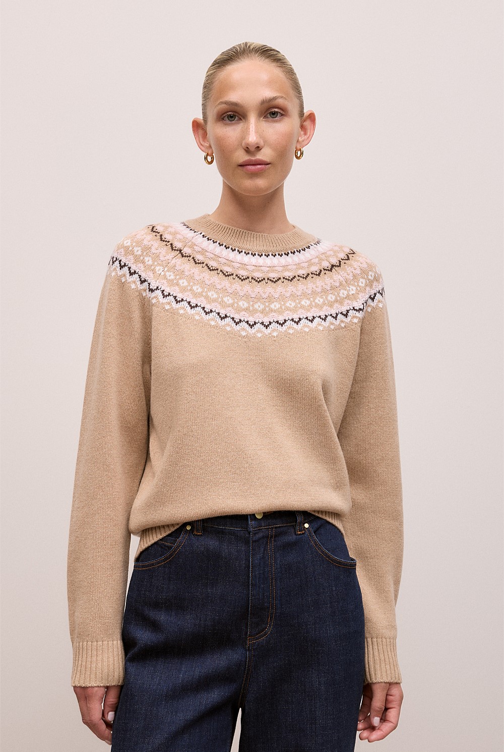 Merino Cashmere Fair Isle Crew