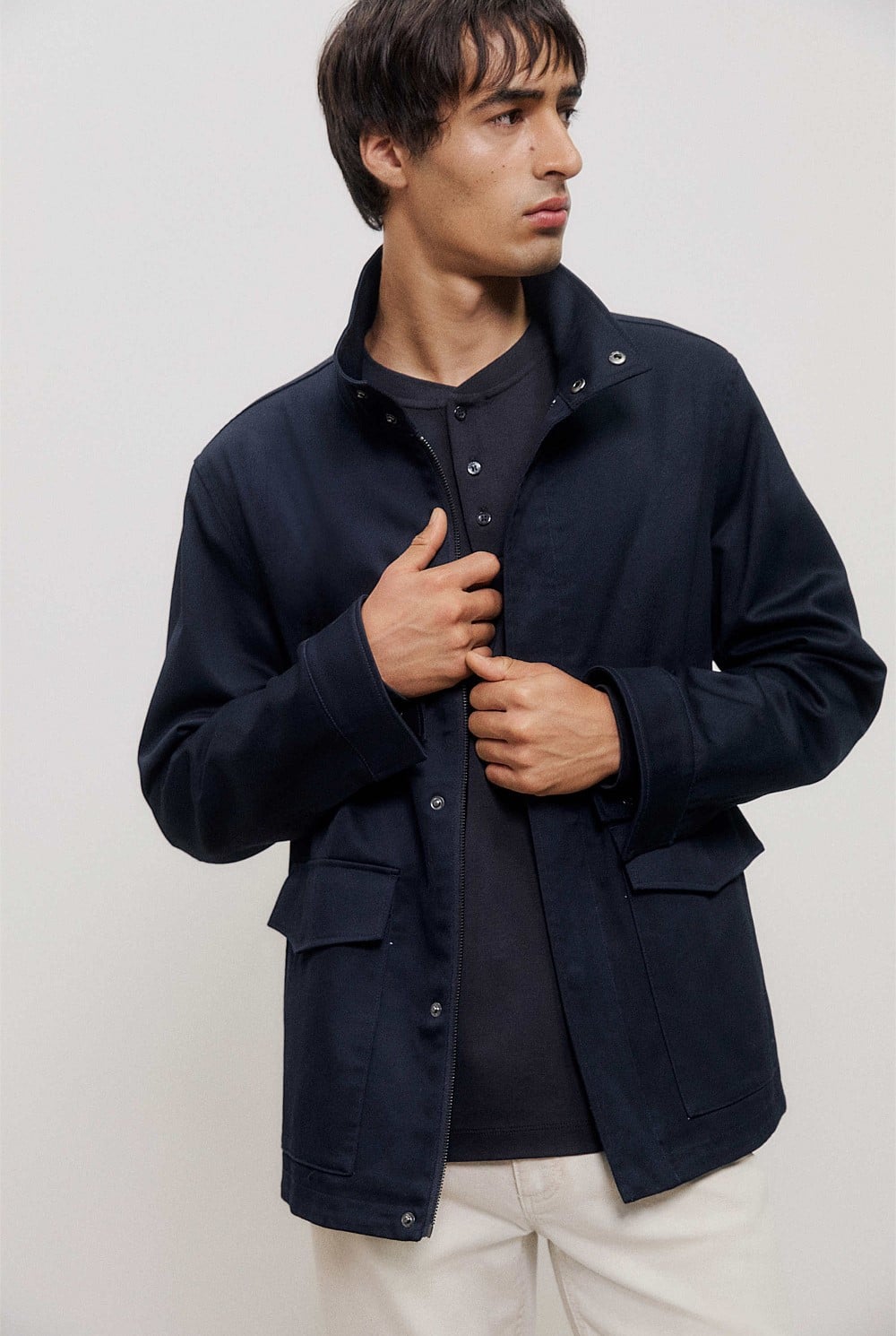 Cotton Twill Zip Through Jacket
