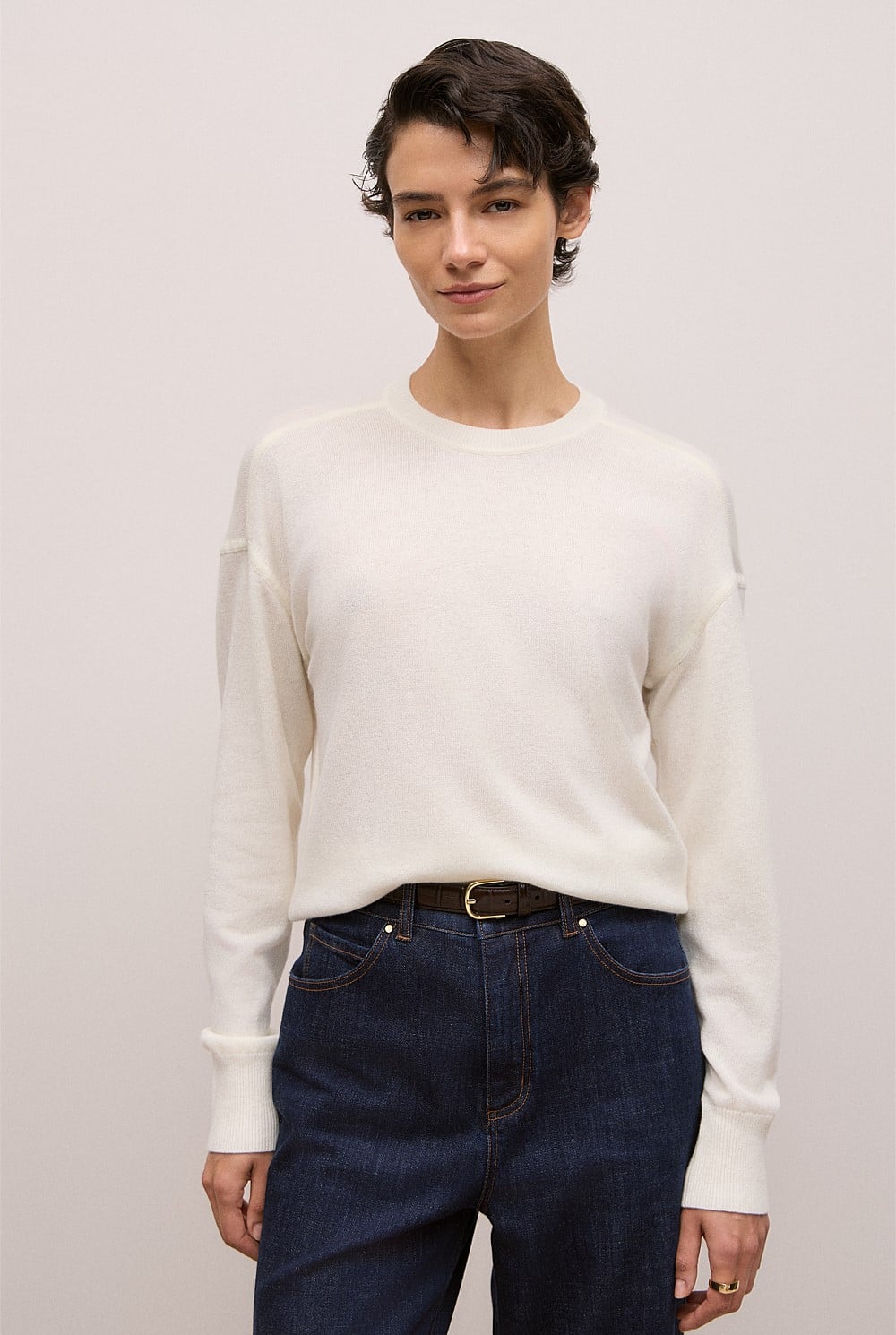 Merino Cashmere Forward Shoulder Seam Crew