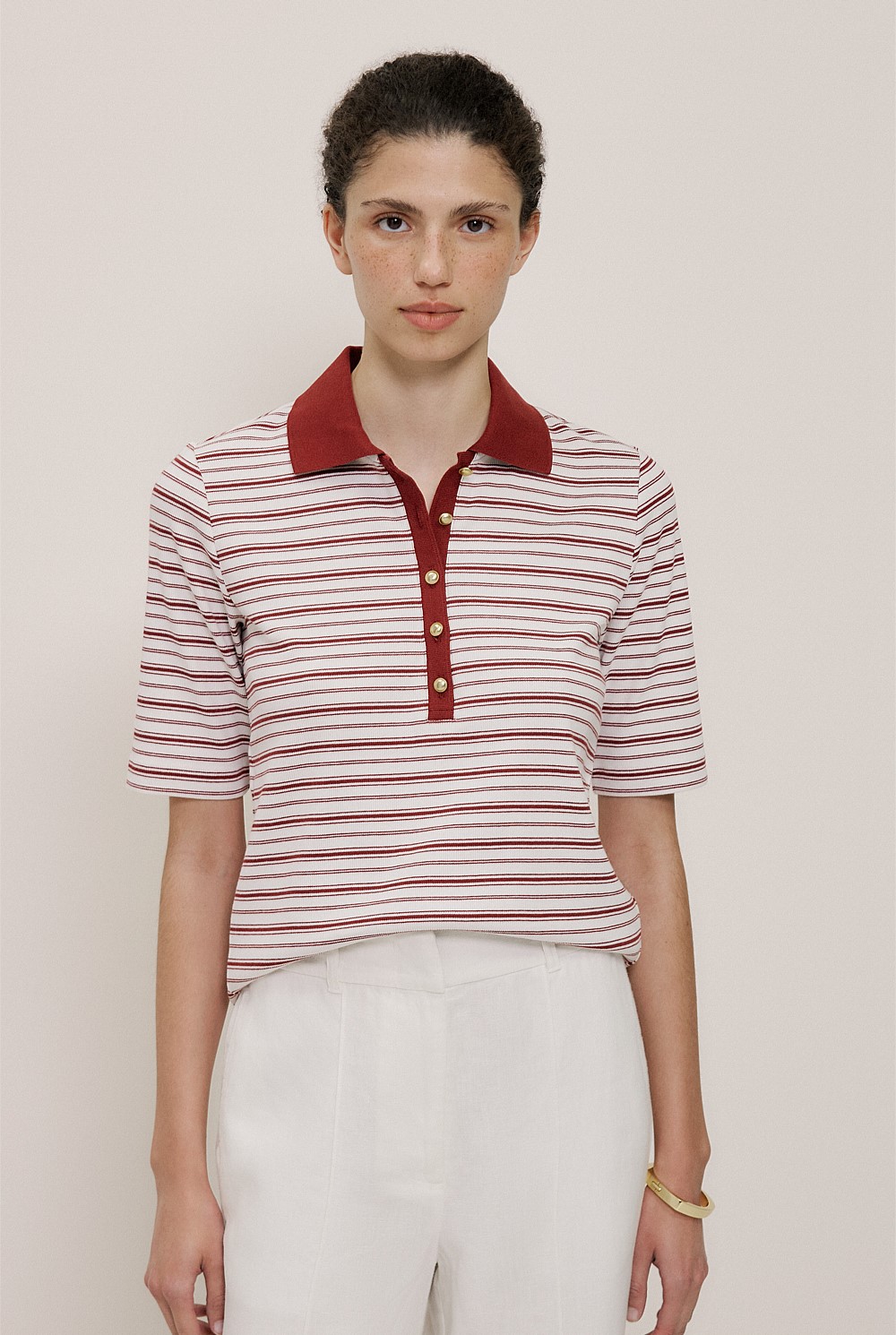 Half Placket Stripe Polo