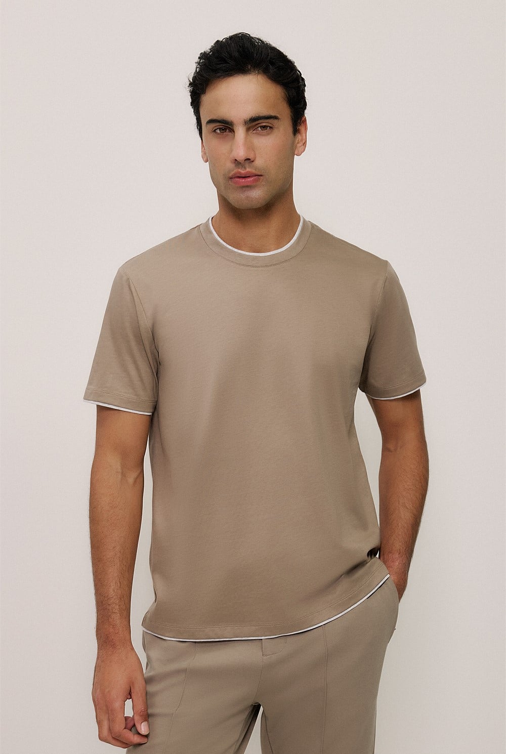 Mercerised Cotton Layered T-shirt