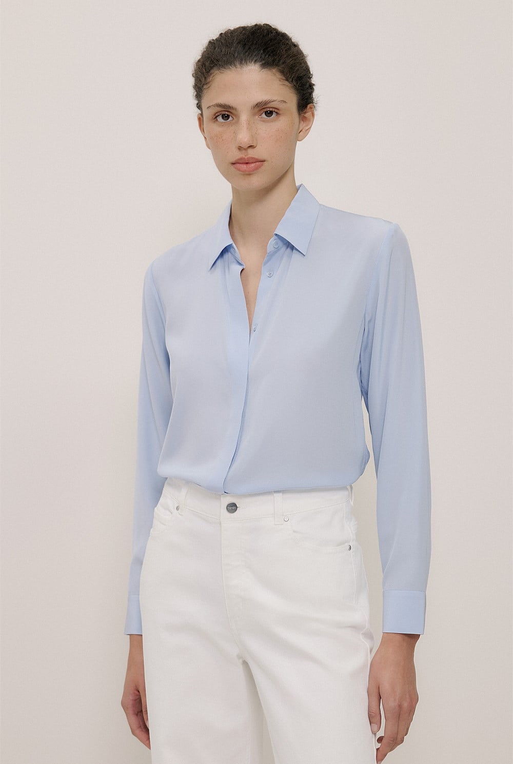 Silk Concealed Placket Shirt
