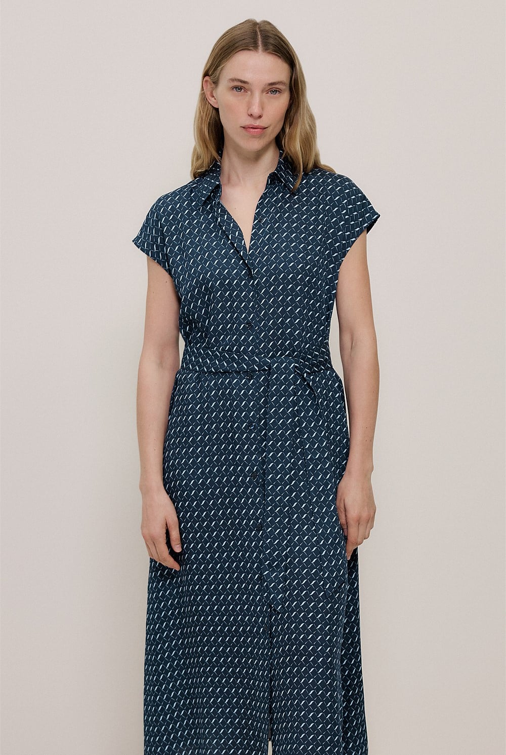 Cavelle Cap Sleeve Shirt Dress