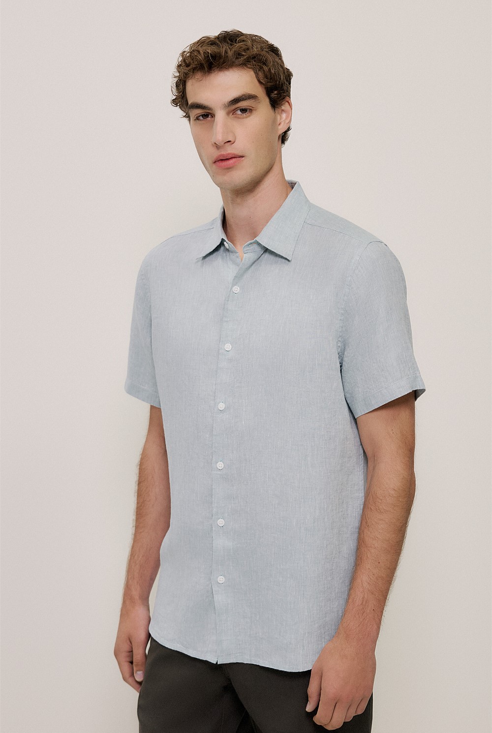 Yarn Dyed Linen Short Sleeve Shirt