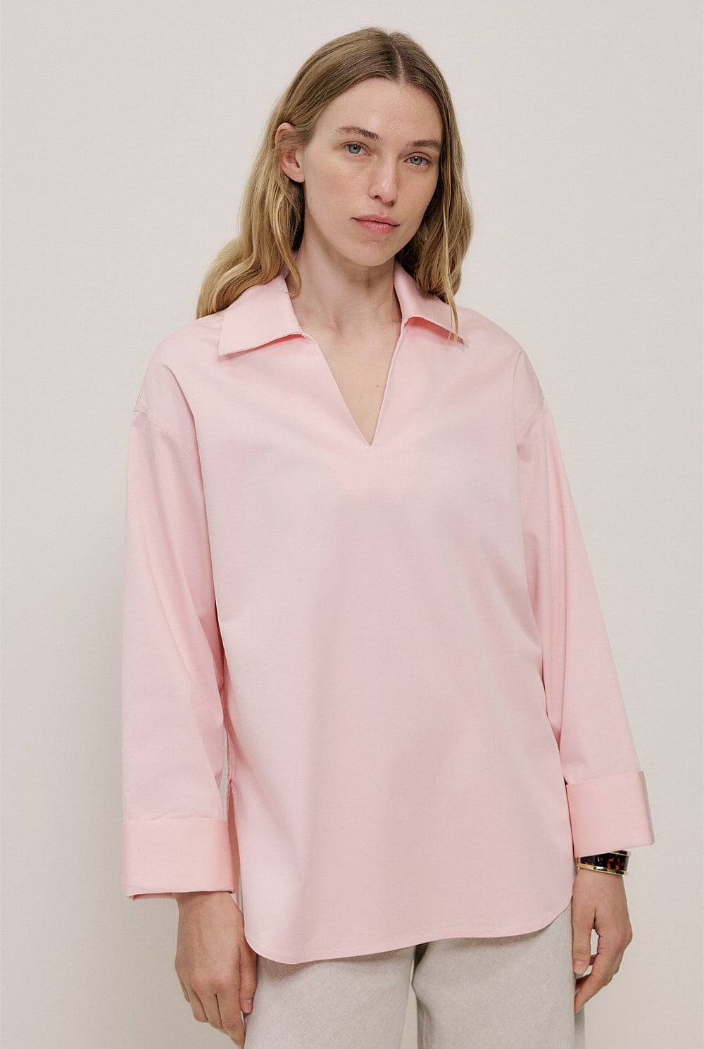 Poplin Relaxed Longline Shirt