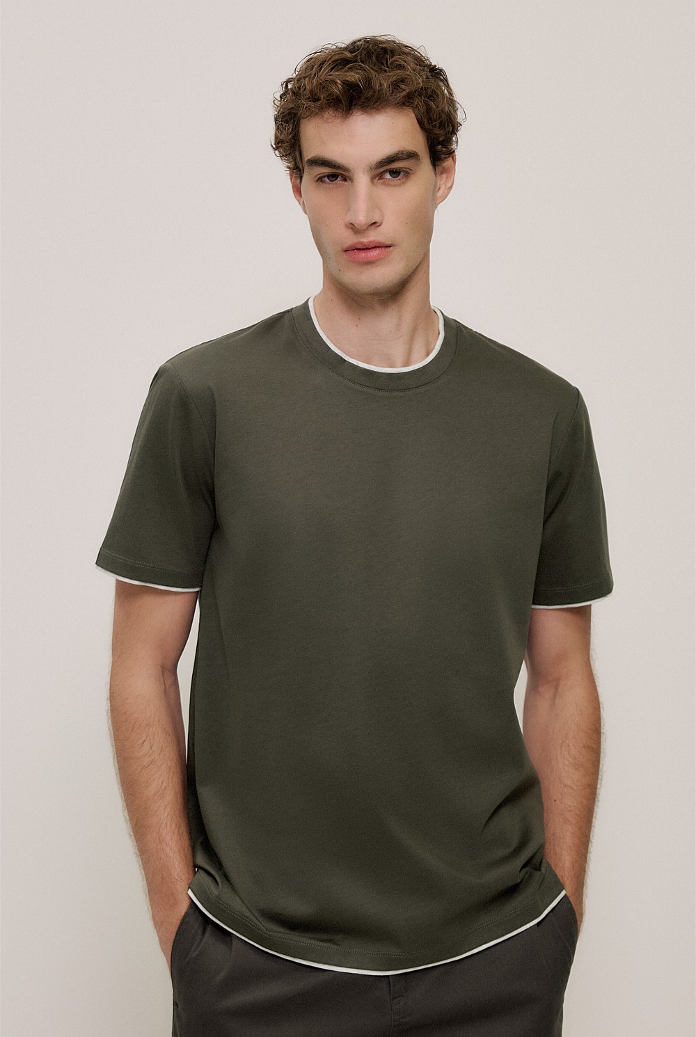 Mercerised Cotton Layered T-shirt