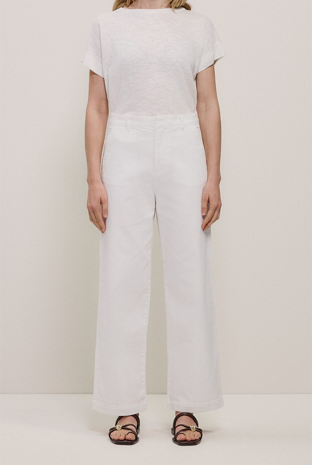 Australian Cotton Blend Denim High Rise Tailored Pant