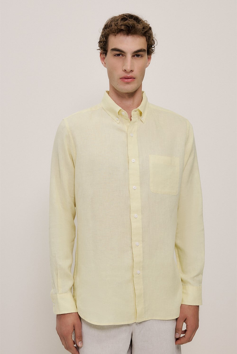 Regular Fit Linen Classic Long Sleeve Shirt