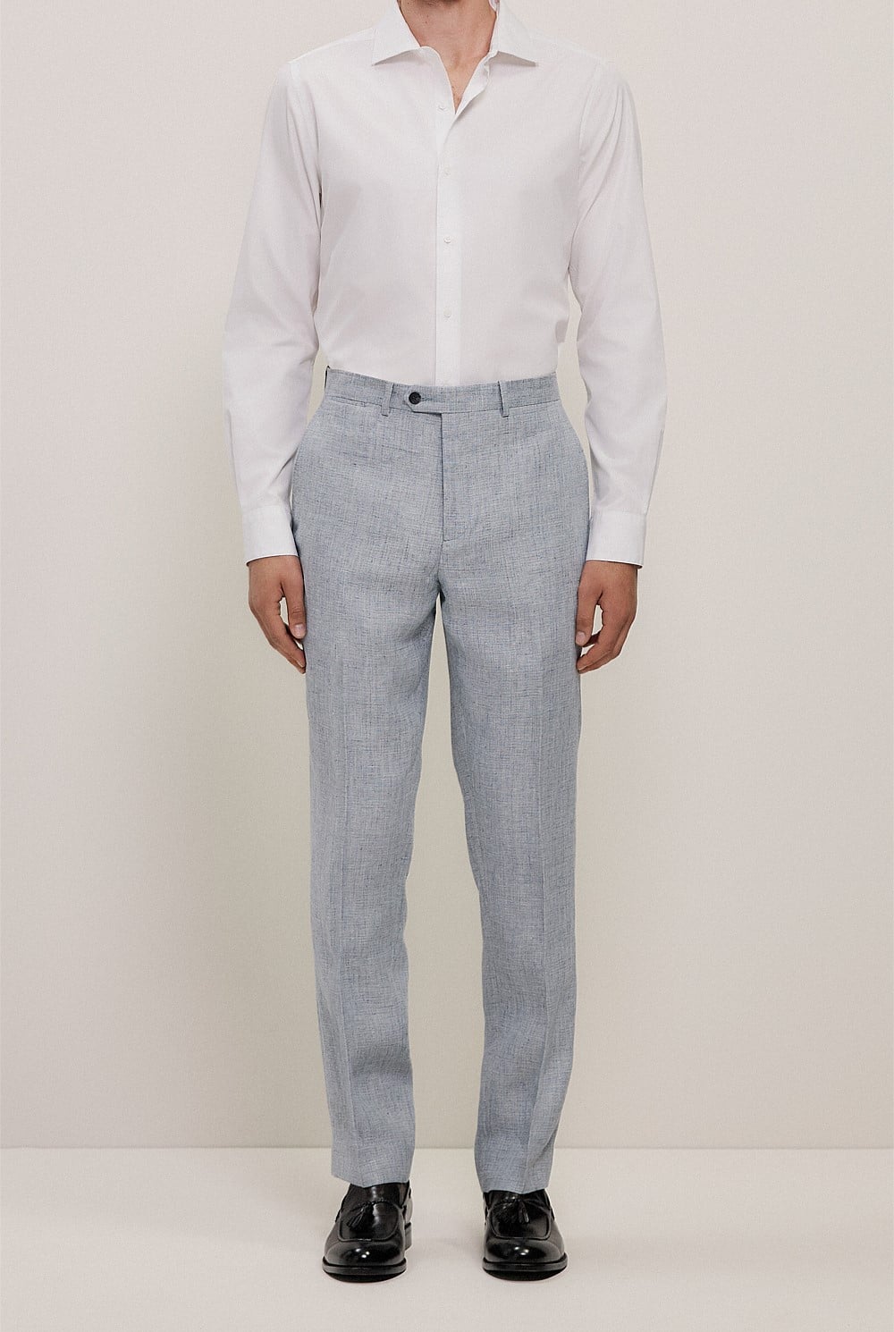 Textured Linen Straight Leg Trouser