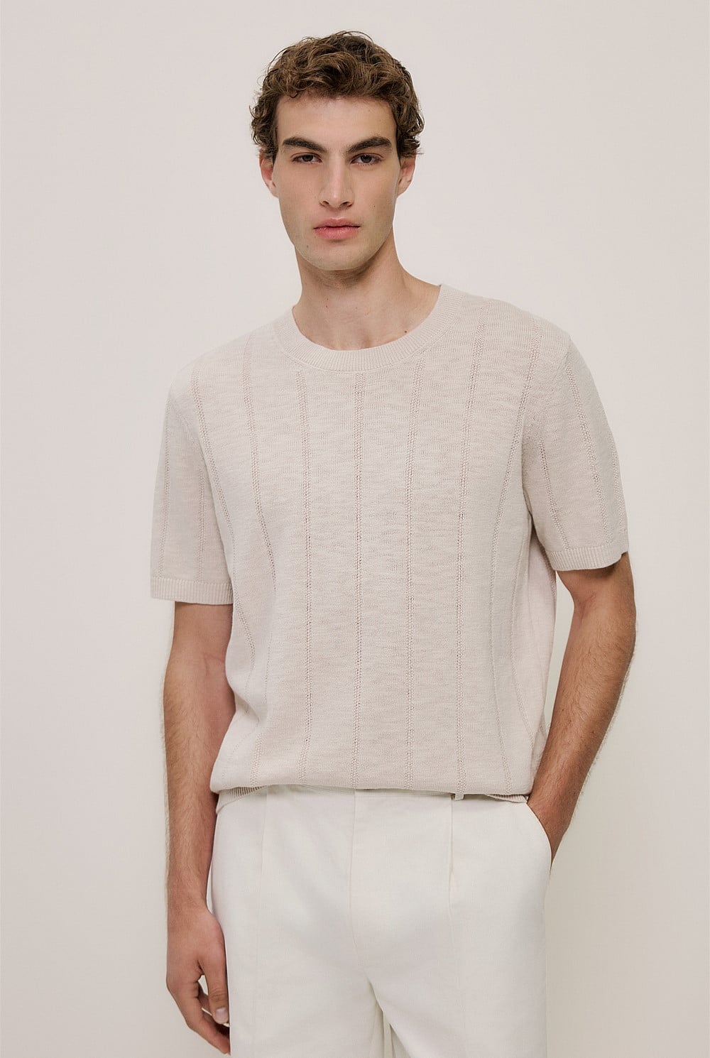 Linen Cotton Slub Knit T-shirt