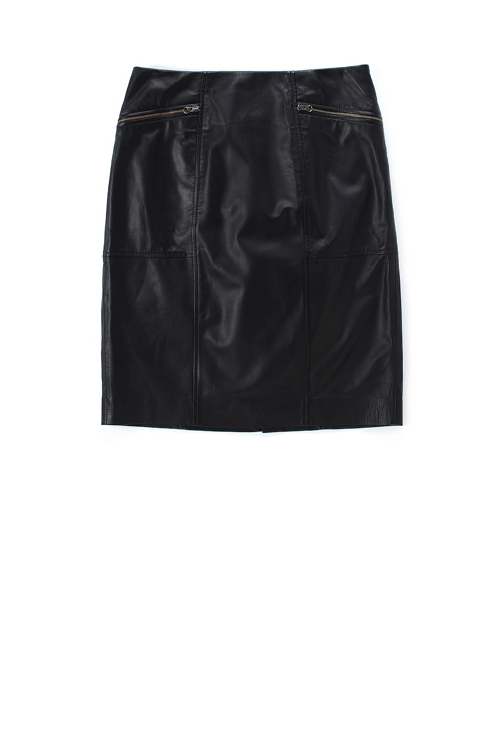 Leather Zip Front Skirt