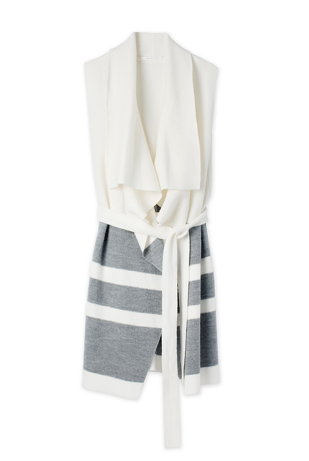 Striped Boiled Wool Draped Knit