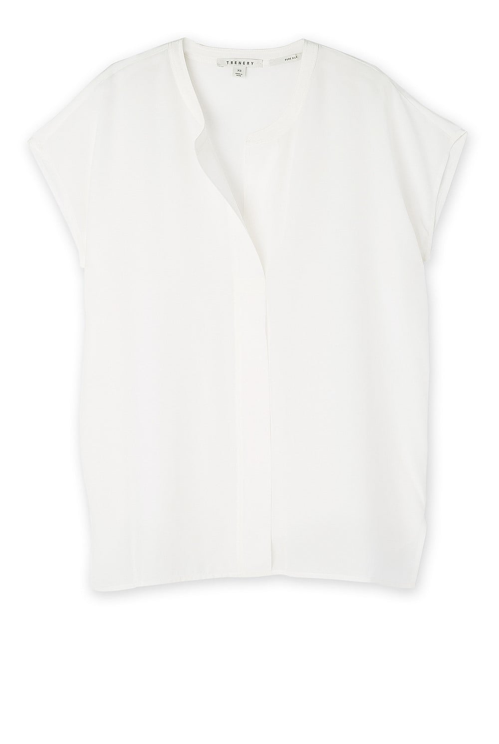 White Silk Short Sleeve Blouse