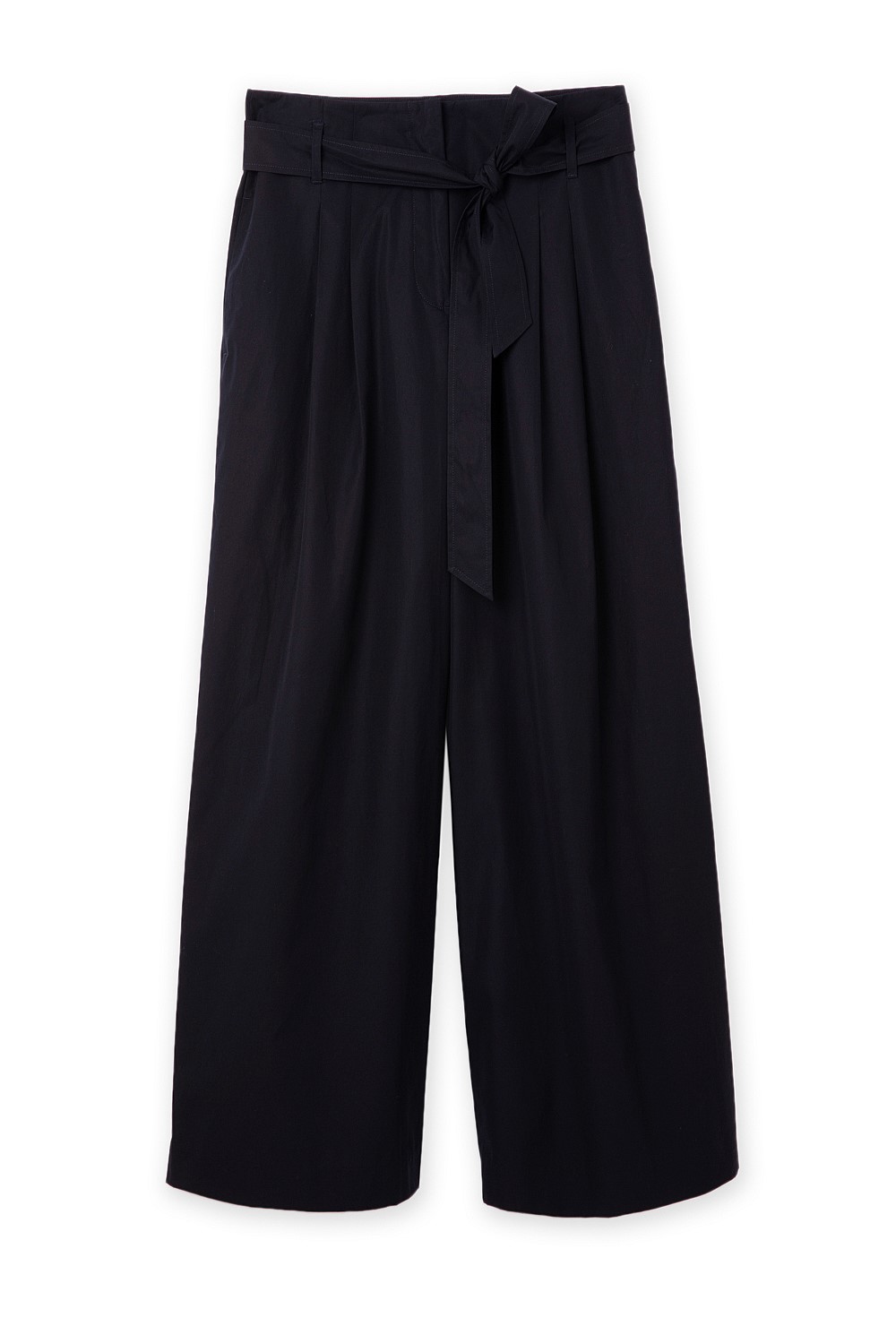 Tie Front Wide Leg Cotton Trouser