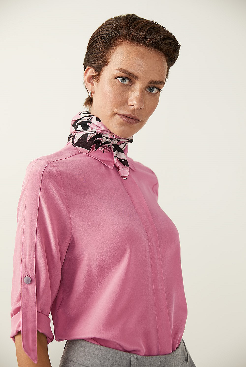 Silk Tab Sleeve Shirt