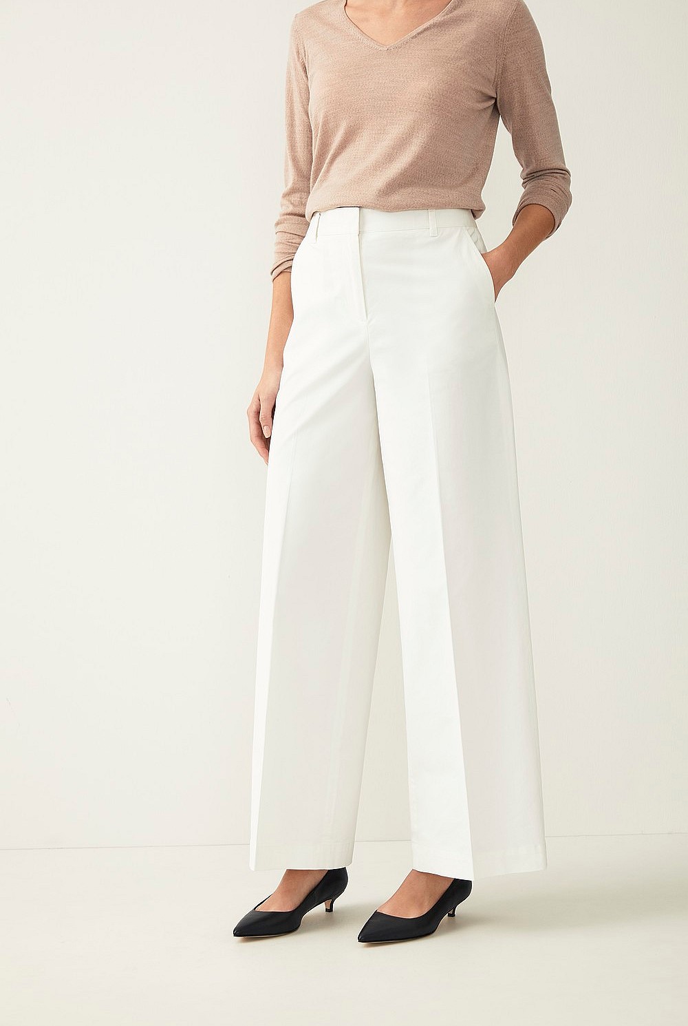Cotton Twill Wide Leg Pant