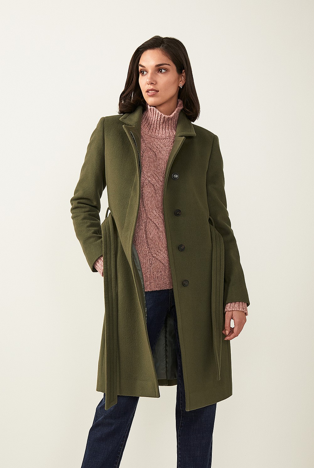 Funnel Neck Woollen Coat