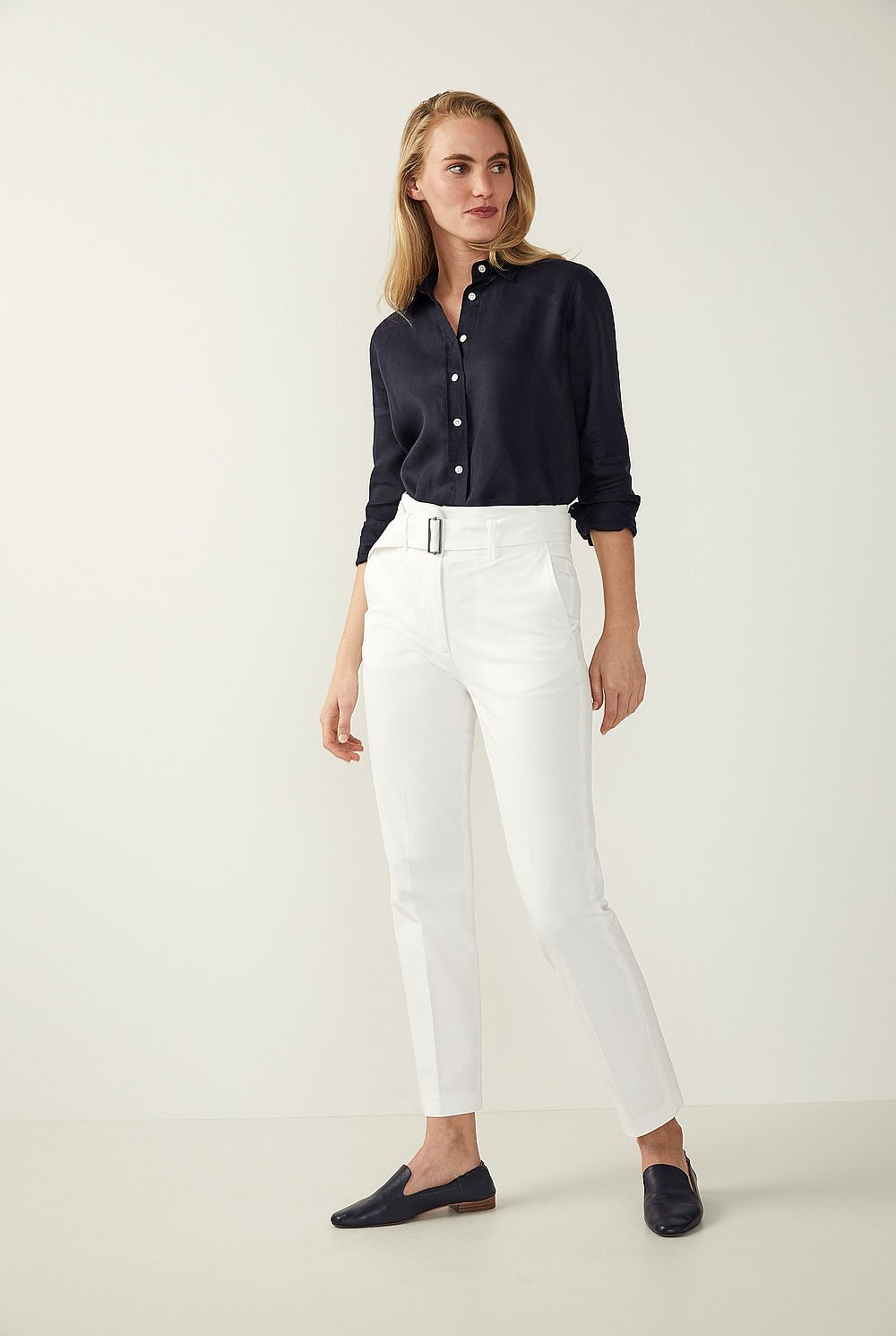 Bi Stretch Belted Cotton Pant