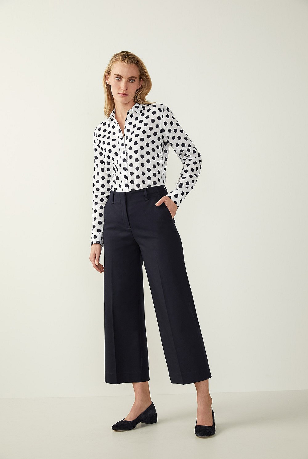 Cotton Stretch Wide Leg Pant