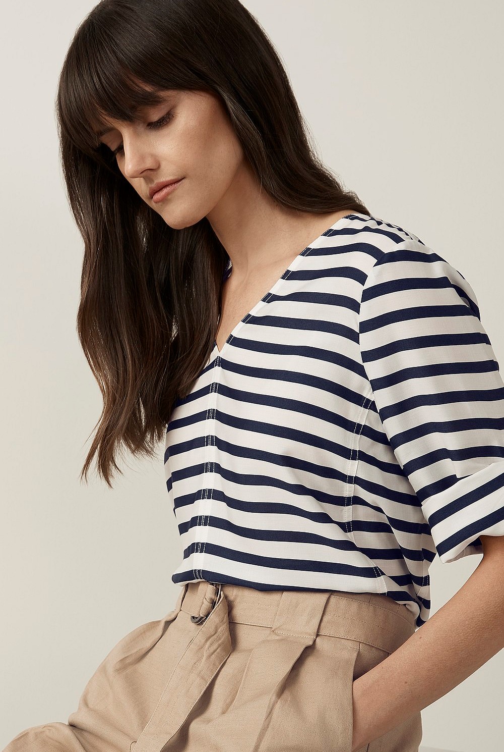 Modal Striped V-Neck Top