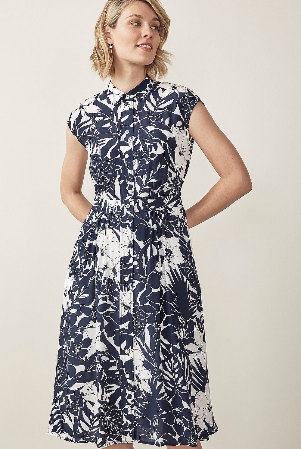 Silk Blend Tropical Dress