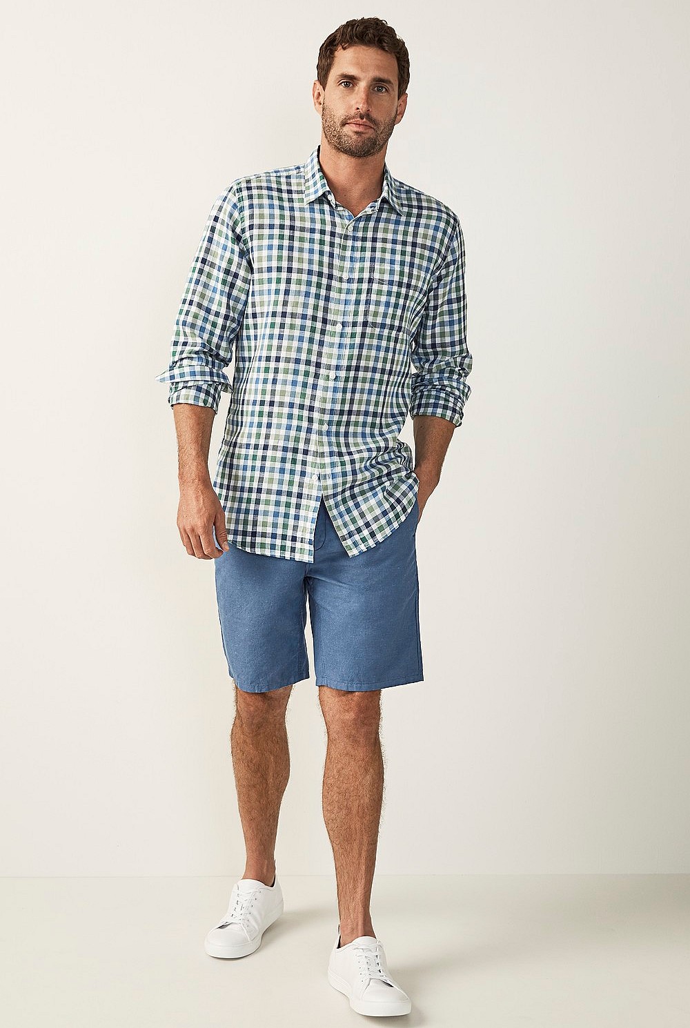 Yarn Dyed Cotton Linen Short