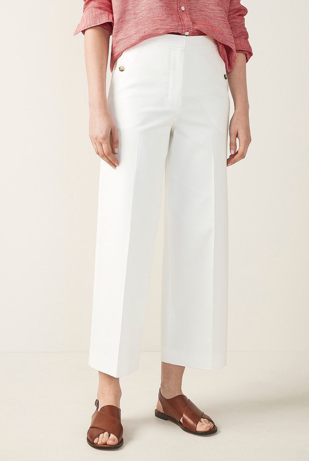 Cotton Stretch Button Detail Pant