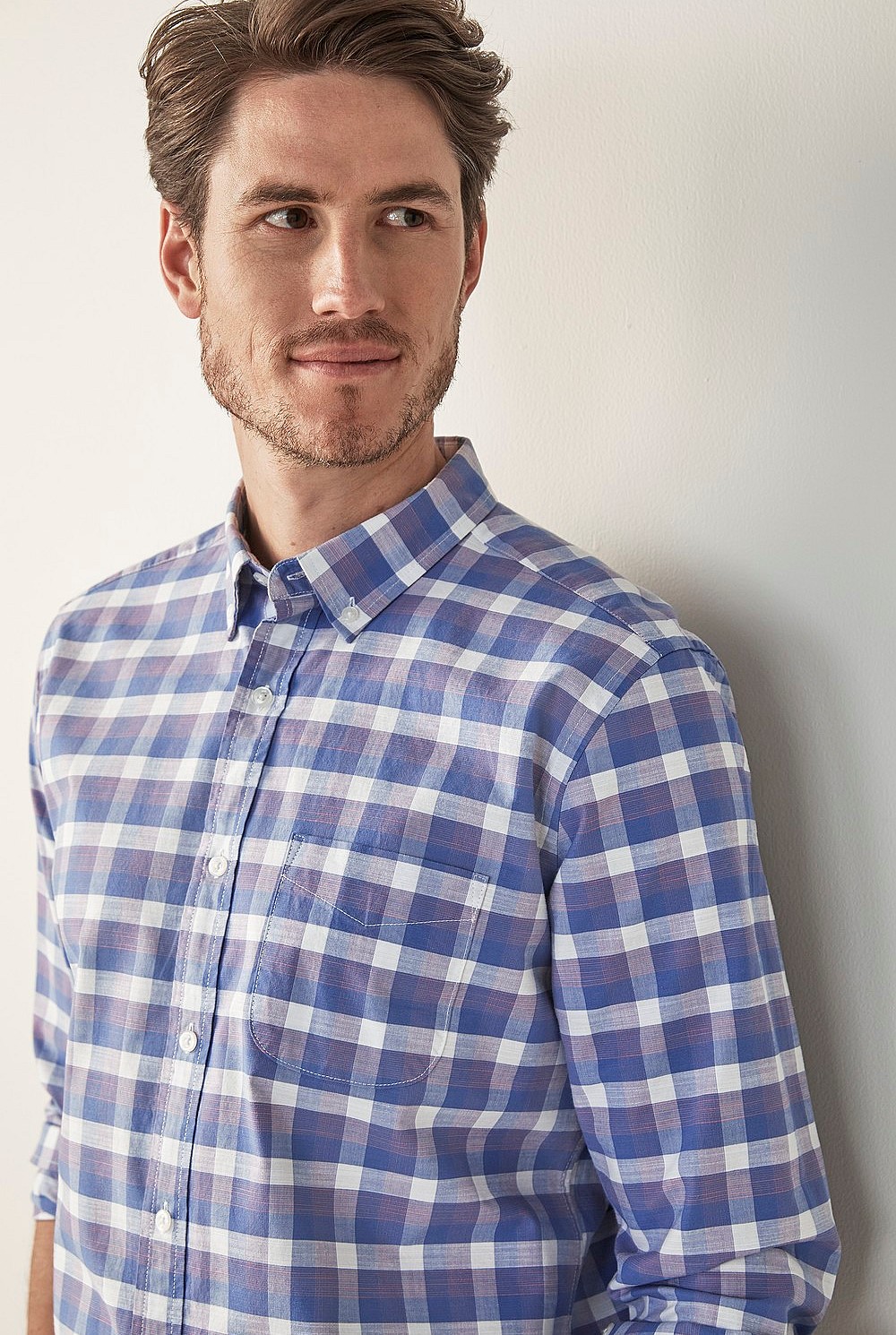 Cotton Slub Gingham Shirt