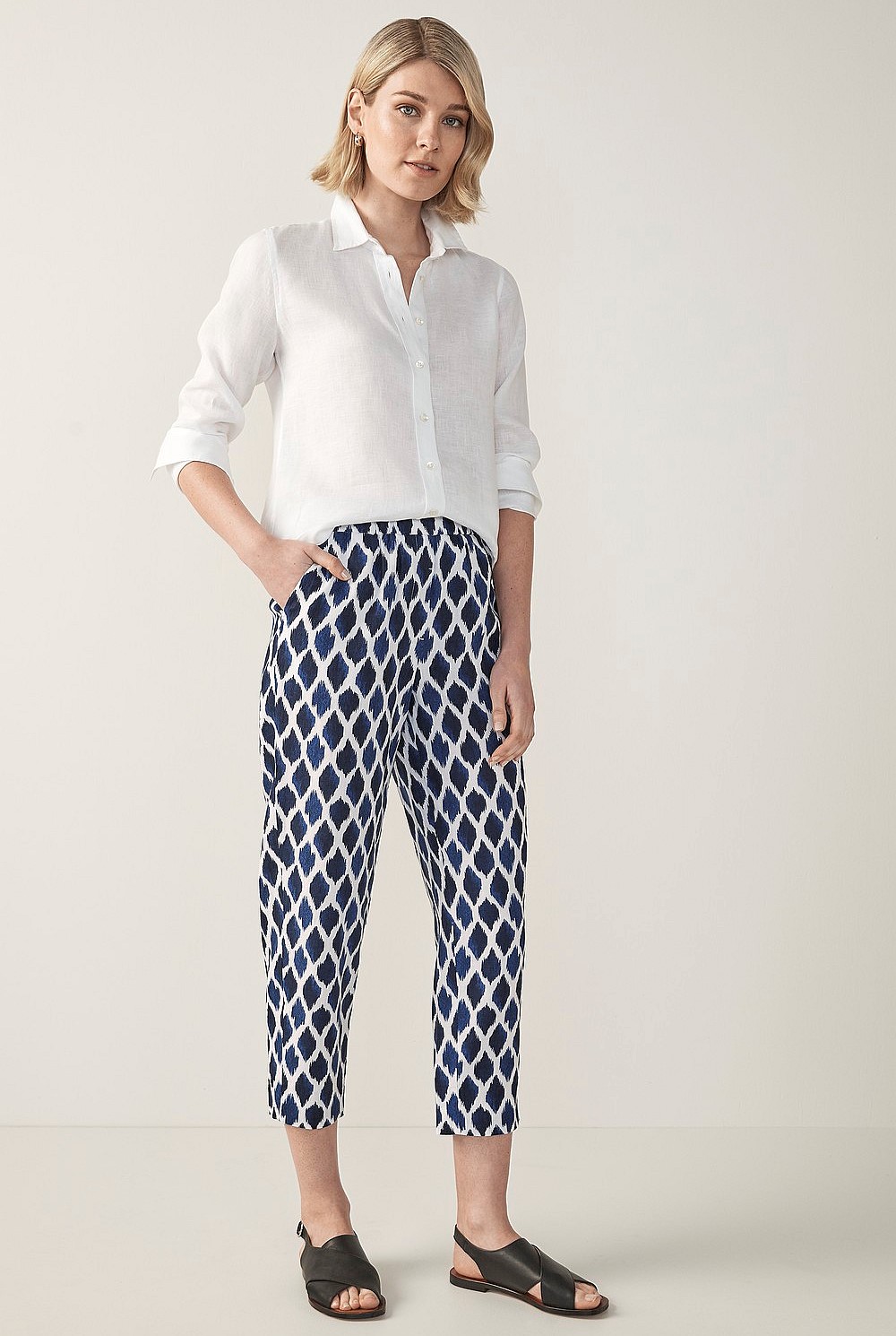 Linen Ikat Print Pant