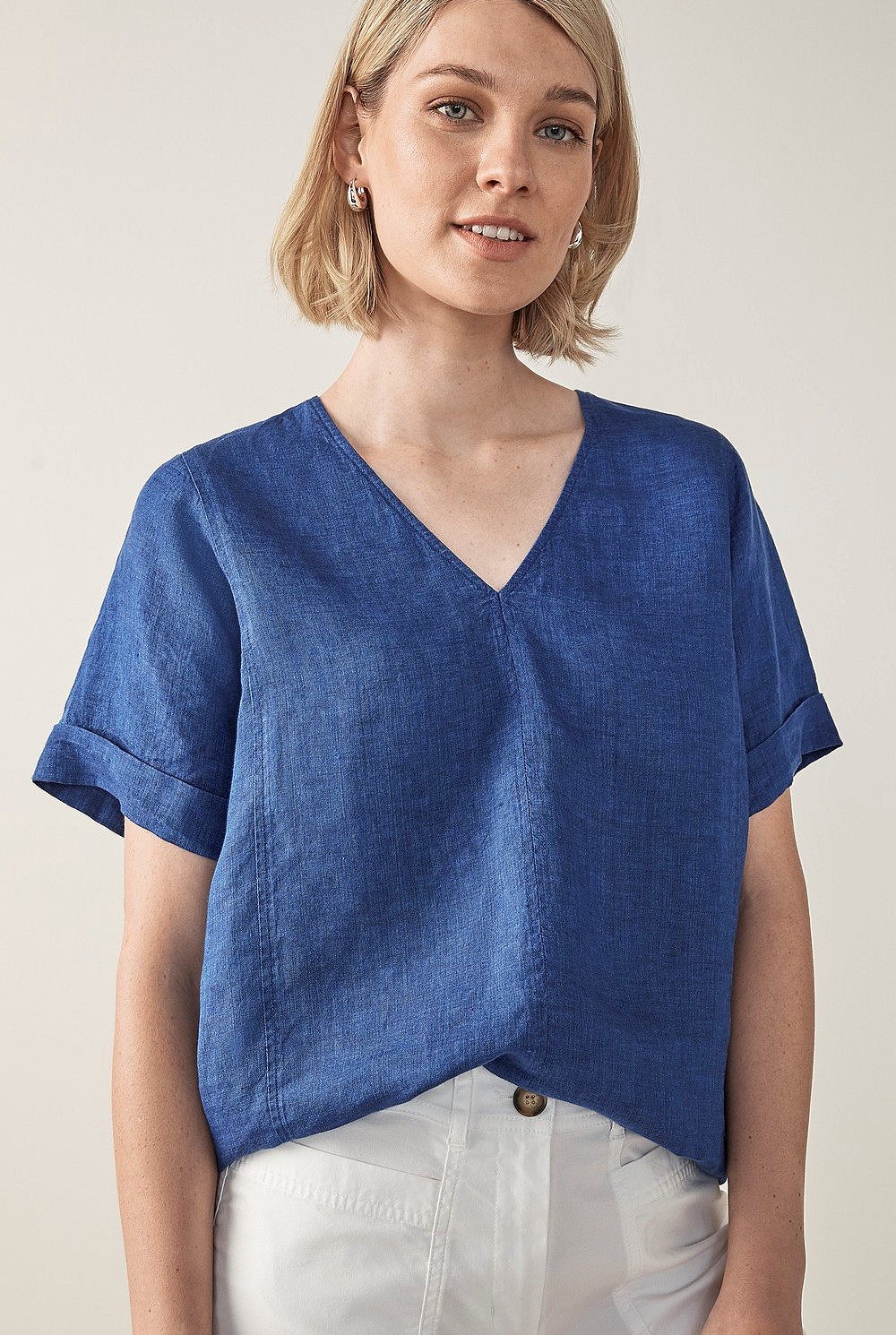 Delave Linen Seam Front Top
