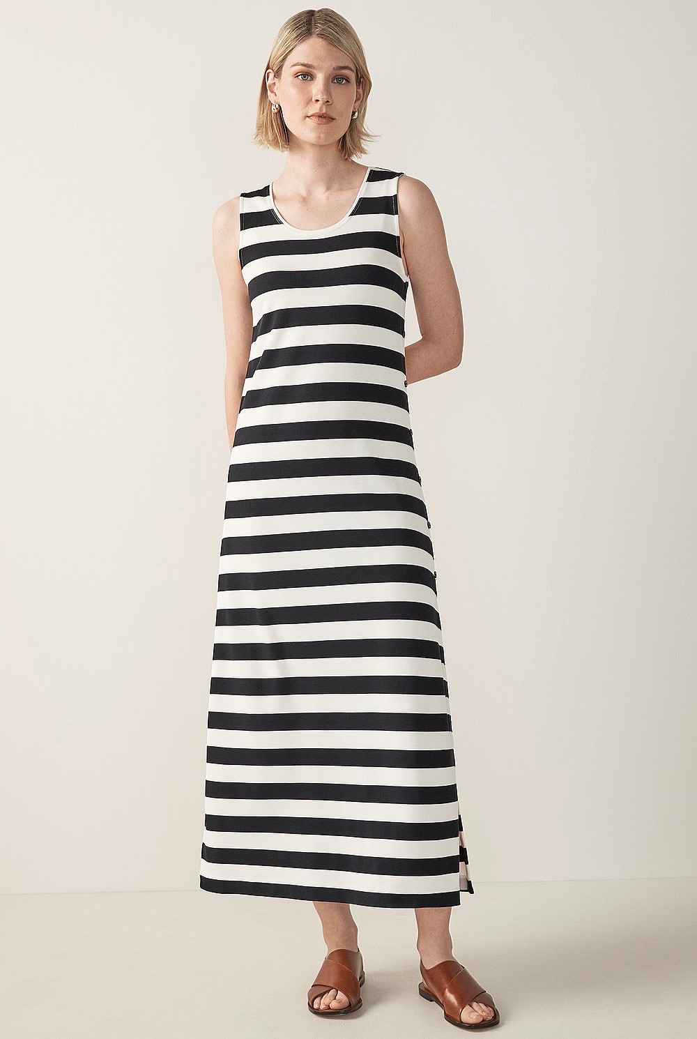 Jersey Stripe Midi Dress