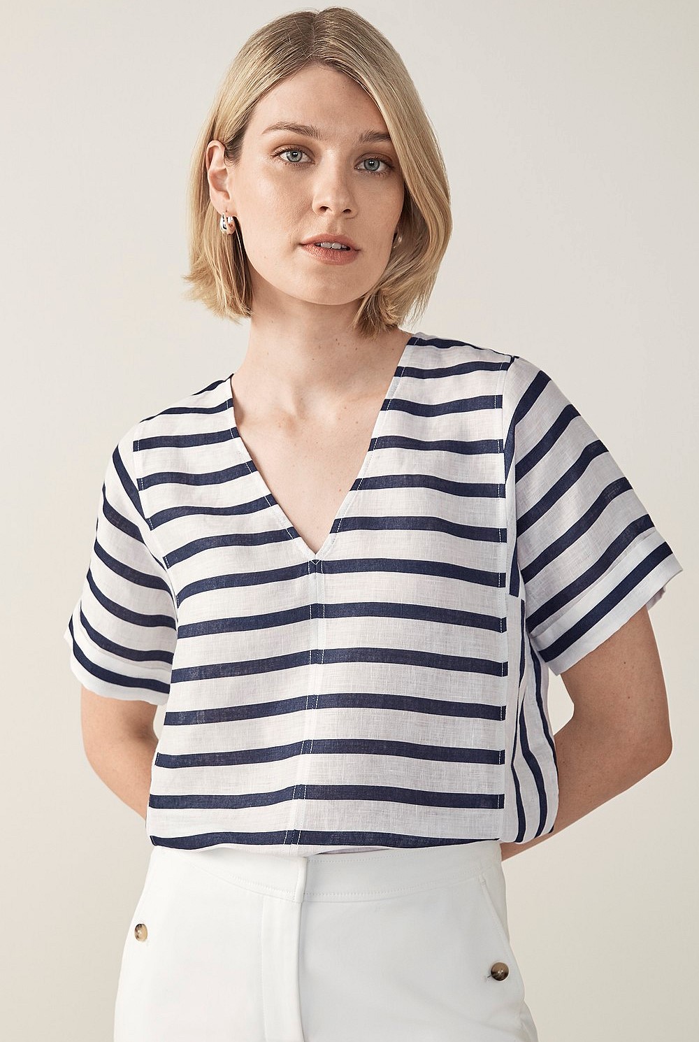 Linen Stripe Top