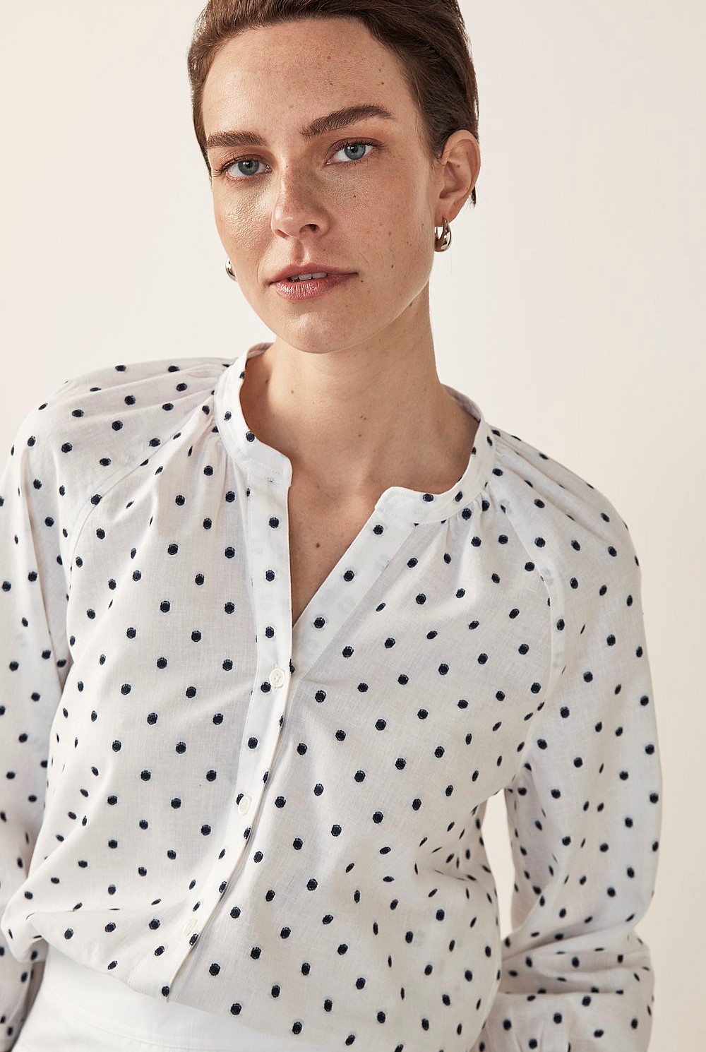 Cotton Linen Swiss Spot Shirt