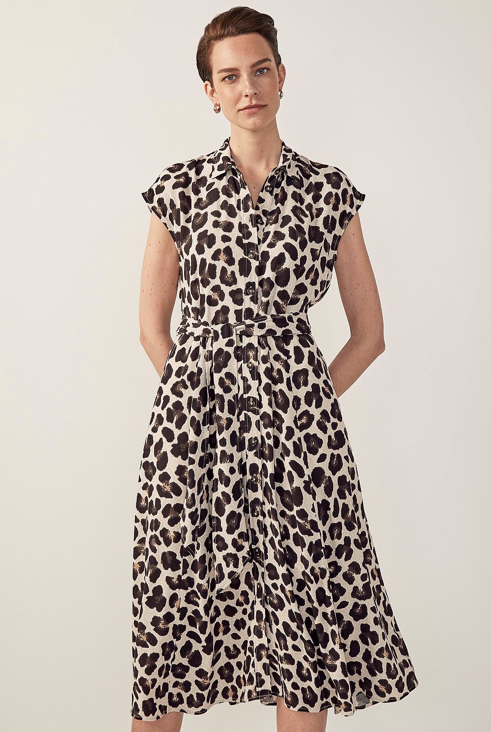 Ocelot Print Shirt Dress