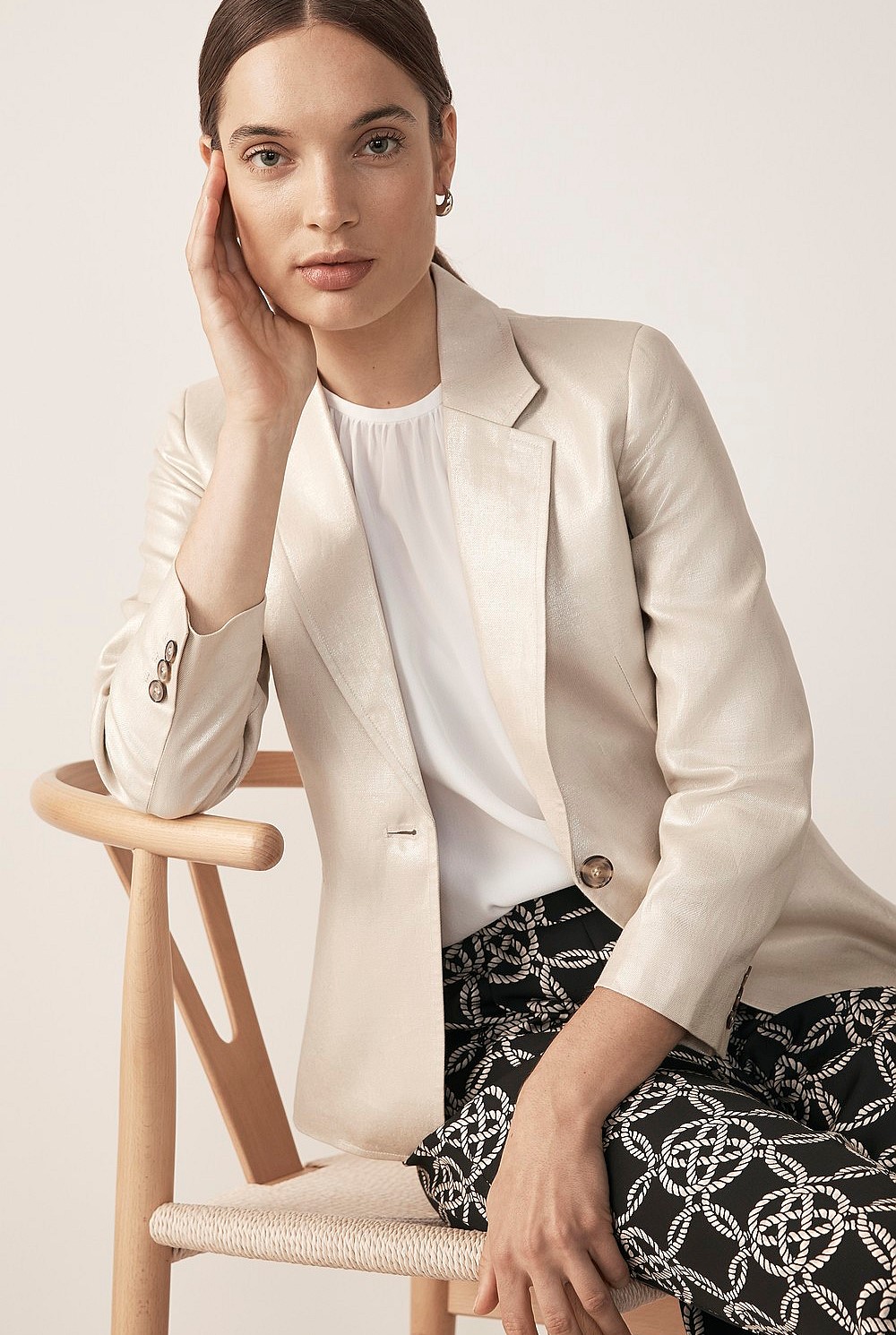 Metallic 3/4 Sleeve Blazer