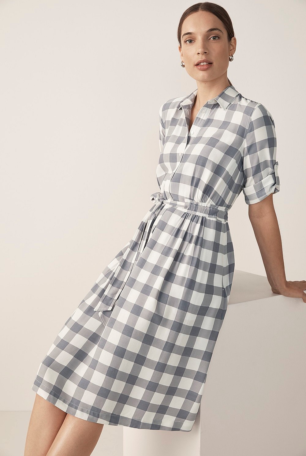 Gingham Tie Front Dress