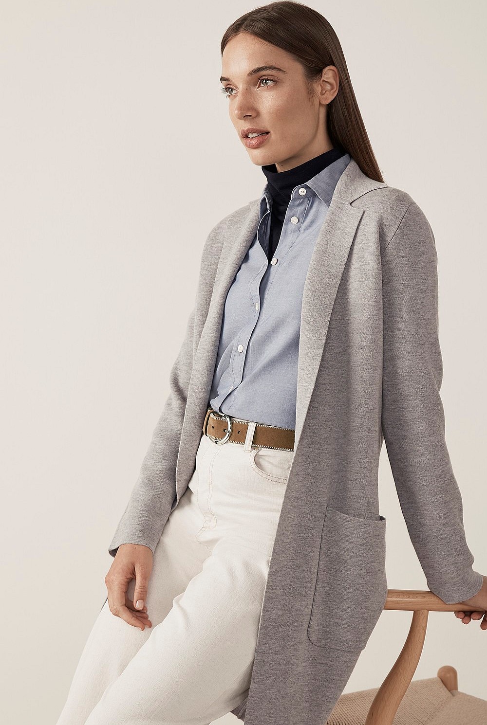 Wool Blend Knit Coat