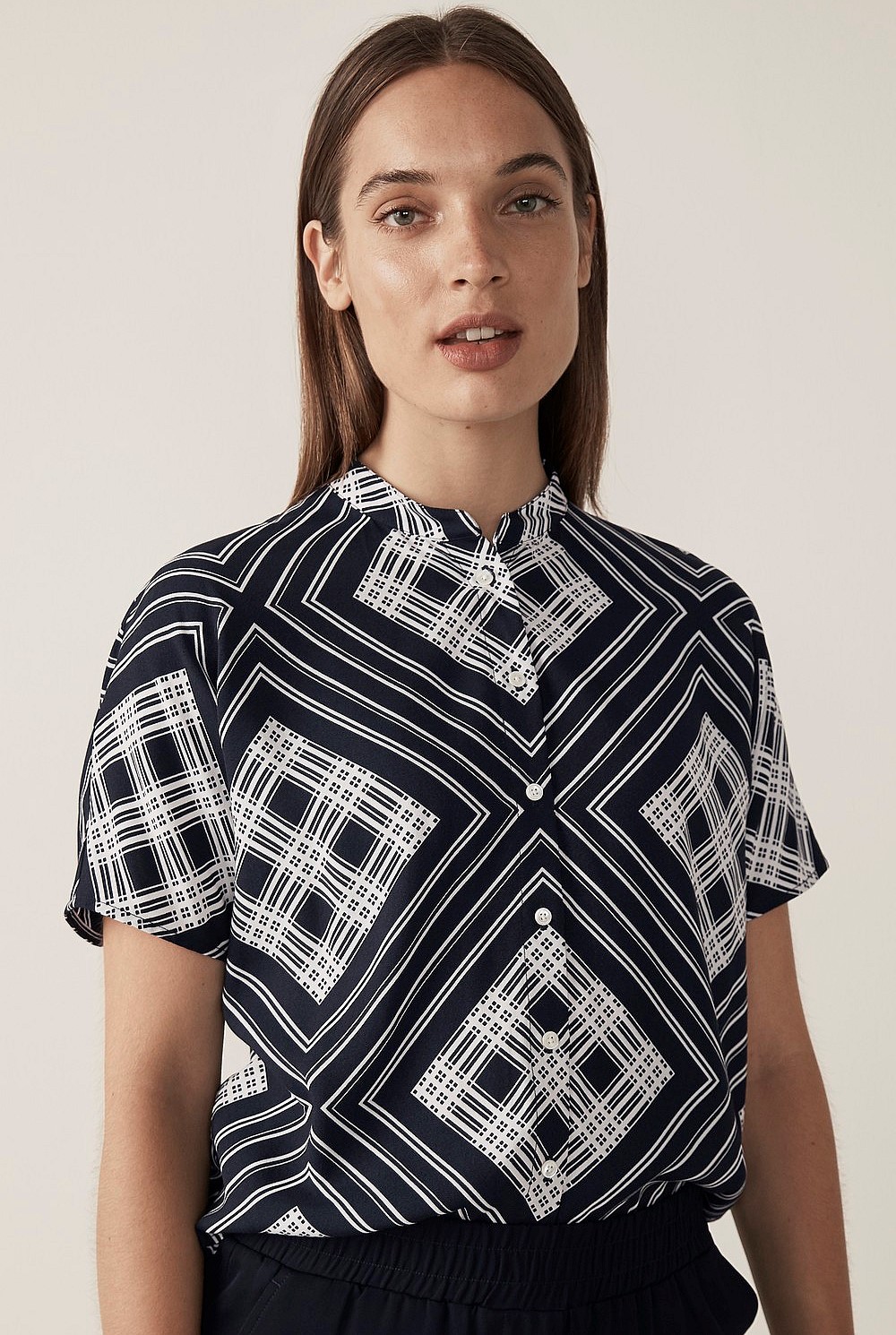 Geo Tile Print Blouse