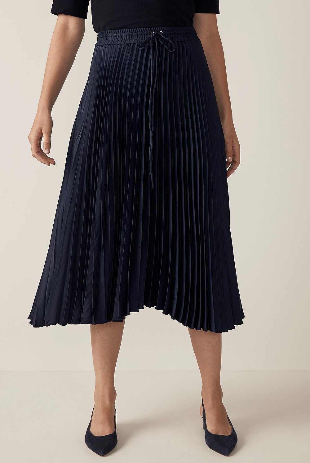 Pleat Midi Skirt