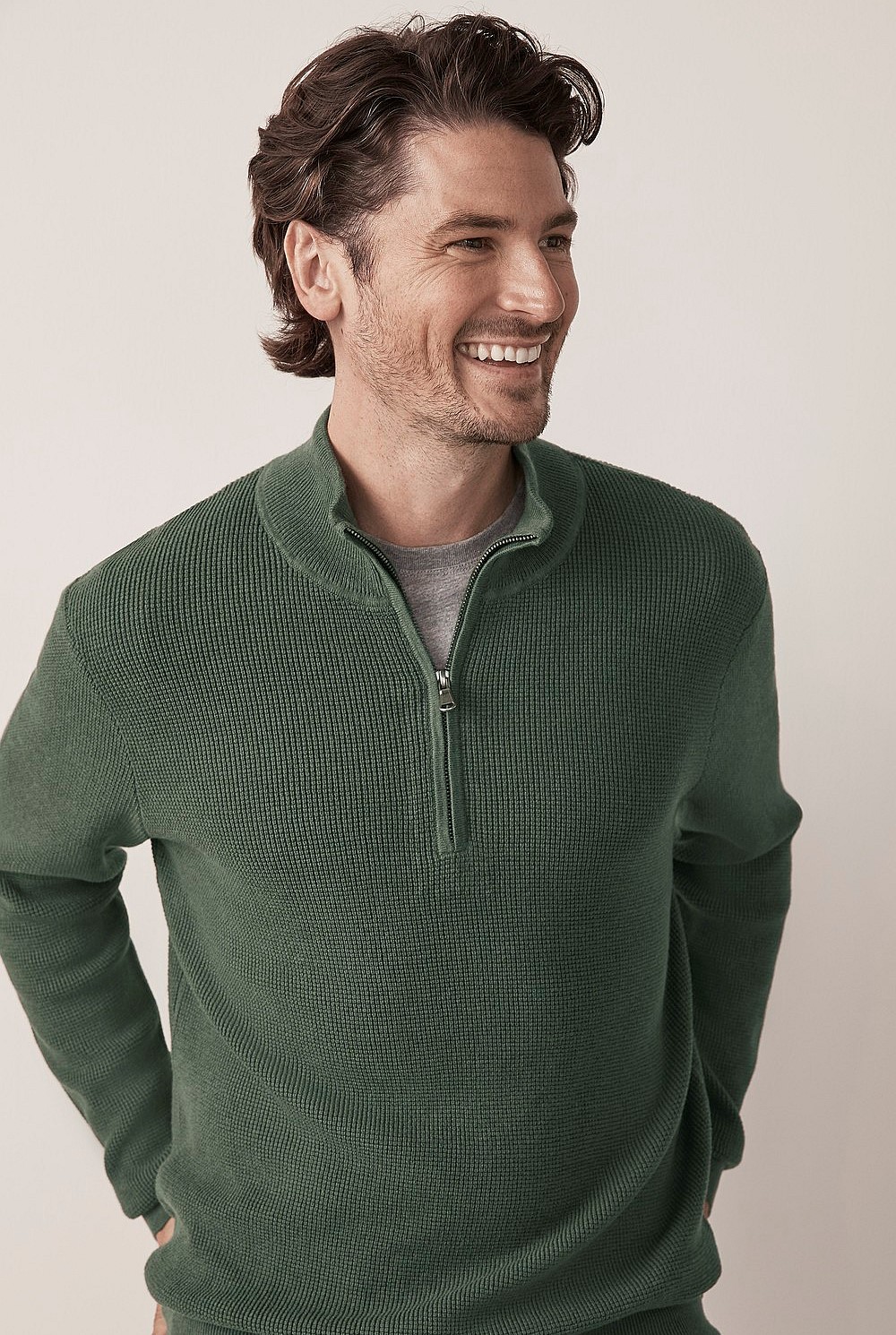 Textured Half Zip Knit