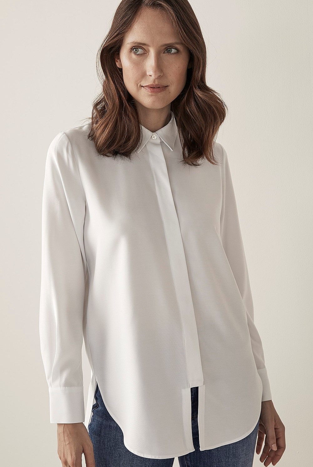 Acetate Blend Longline Shirt