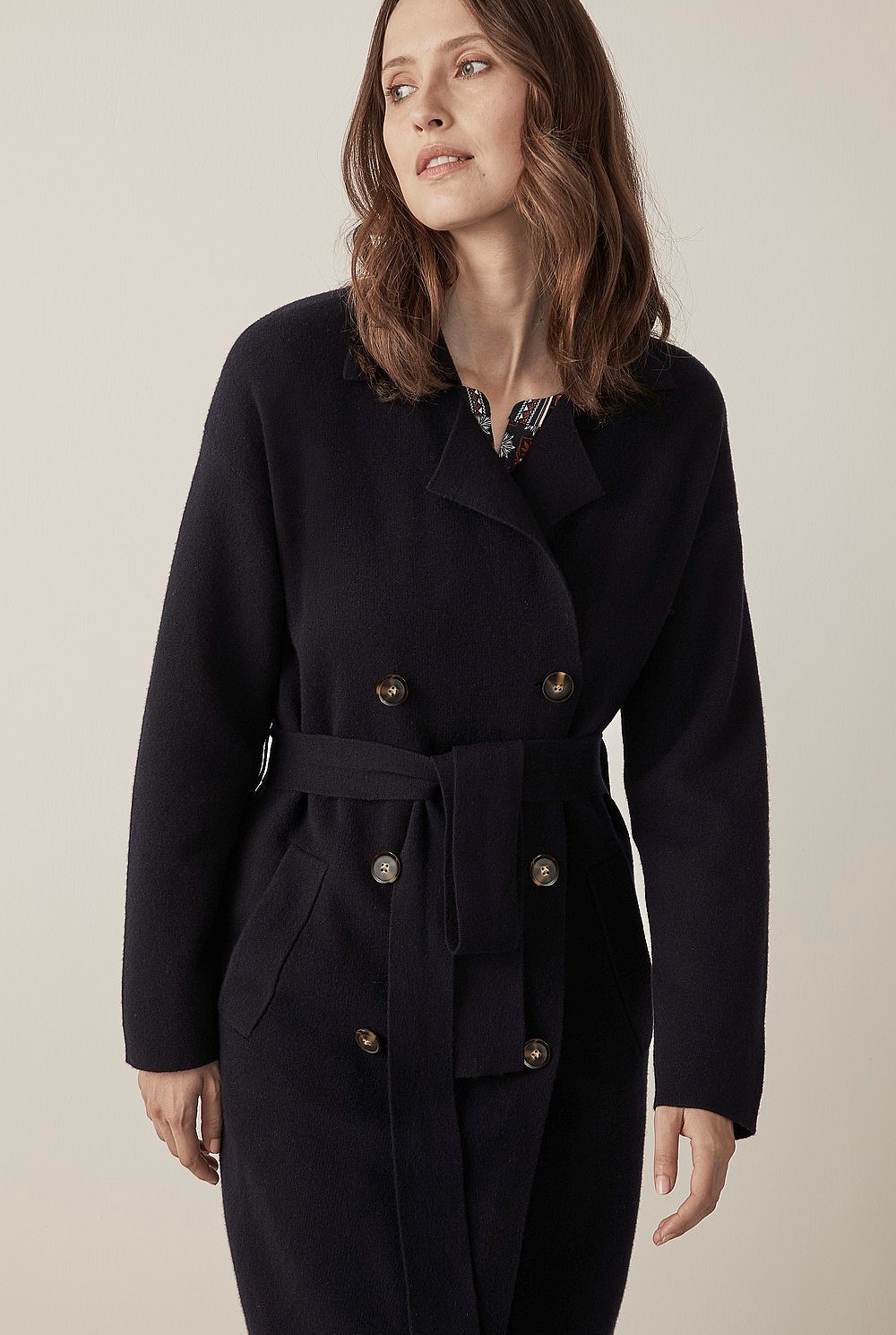 Merino Blend Knit Trench