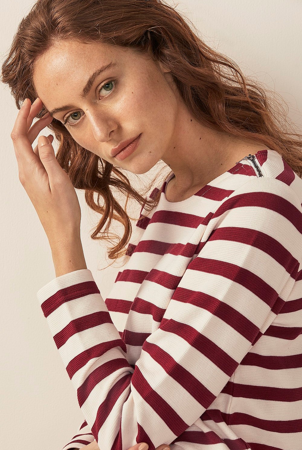 Stripe Zip Detail T-Shirt