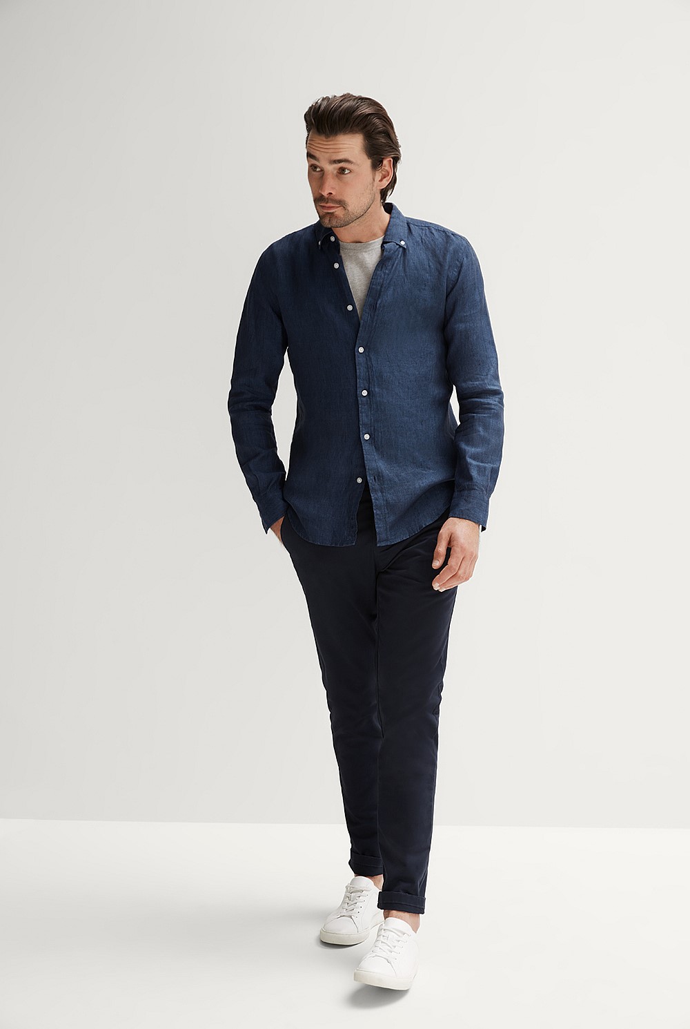 Tailored Fit Delave Linen Long Sleeve Shirt