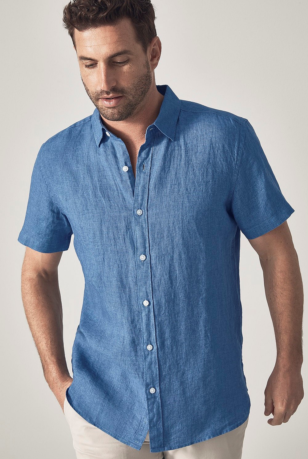 Tailored Fit Delave Linen Short Sleeve Shirt