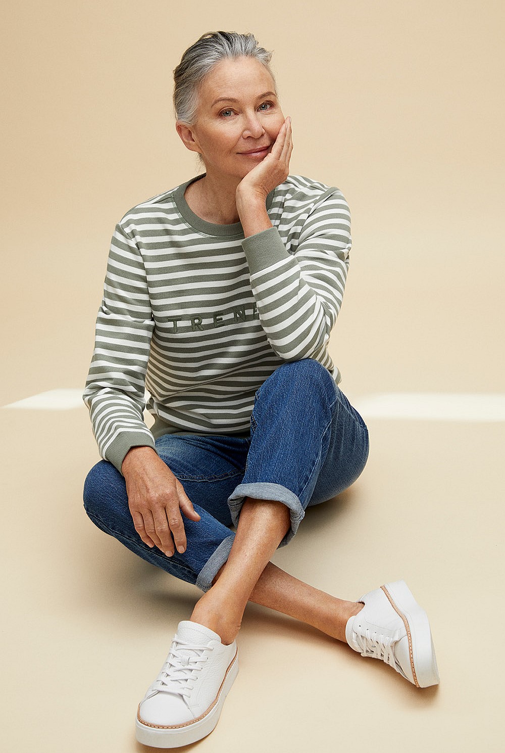 Australian Cotton Stripe Logo Sweat