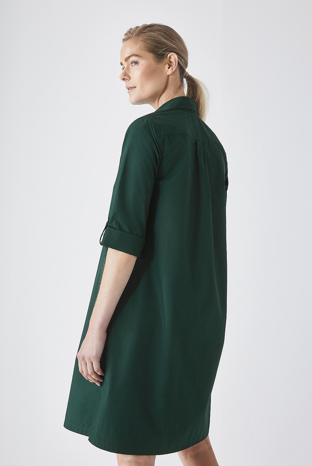 Cotton Poplin Tab Sleeve Dress